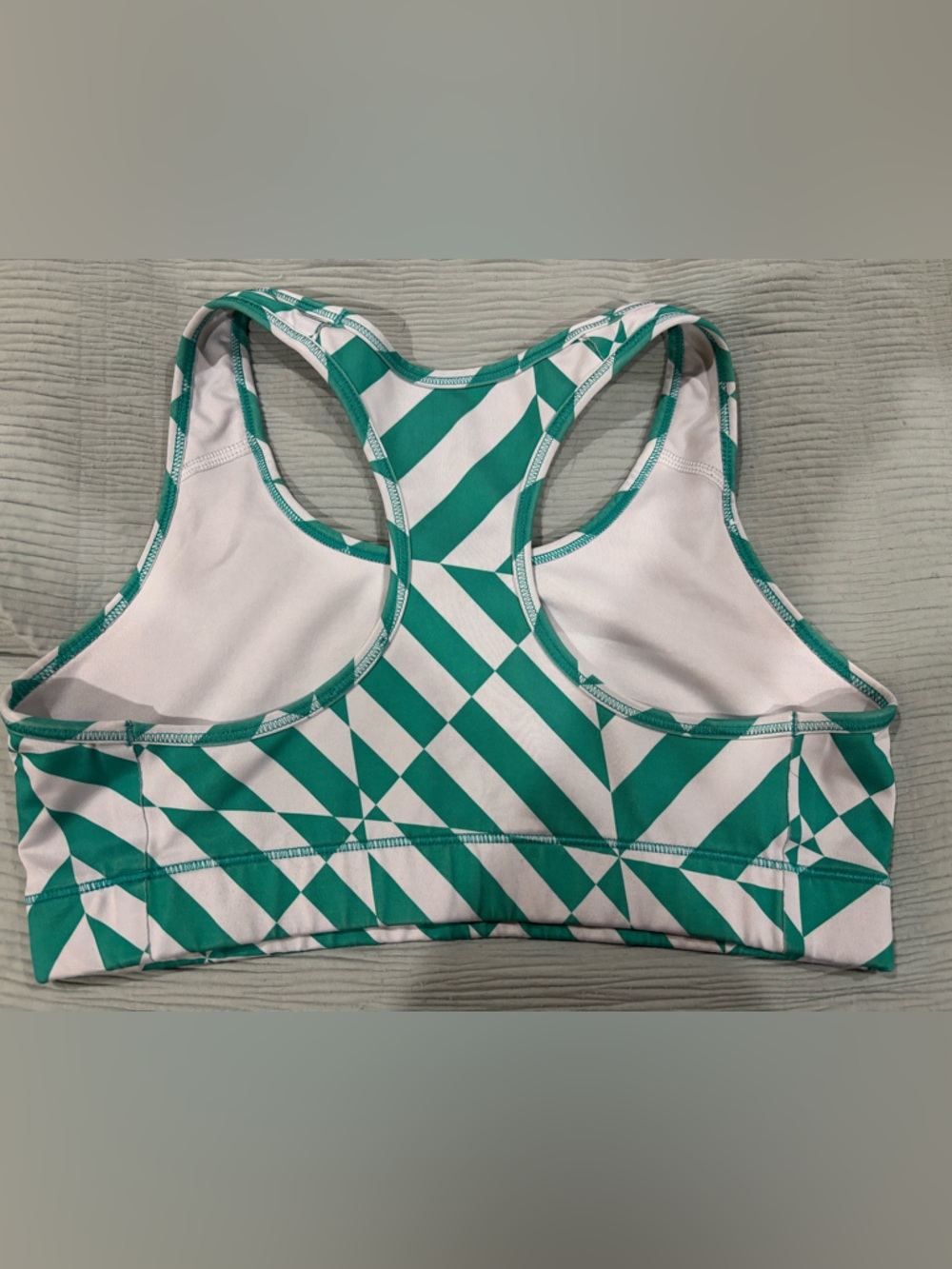 Nike Green & White Geometric Racerback Sports Bra - Picture 4 of 4